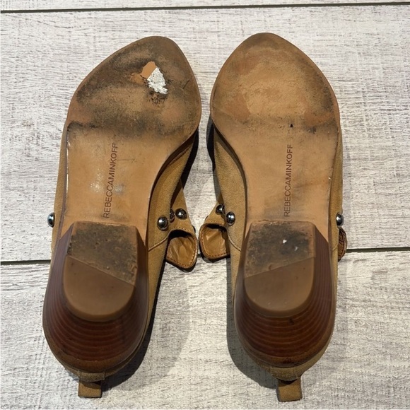 REBECCA MINKOFF Katen Studded Suede Low Heel Booties Beige Size 8 - Picture 8 of 12